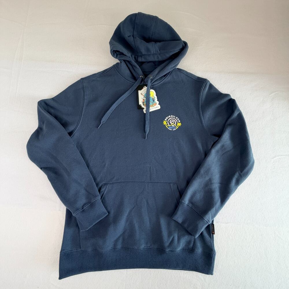 Quiksilver Hoodie Mens Vintage Indigo Surf Mens Small Skate Grunge NWT